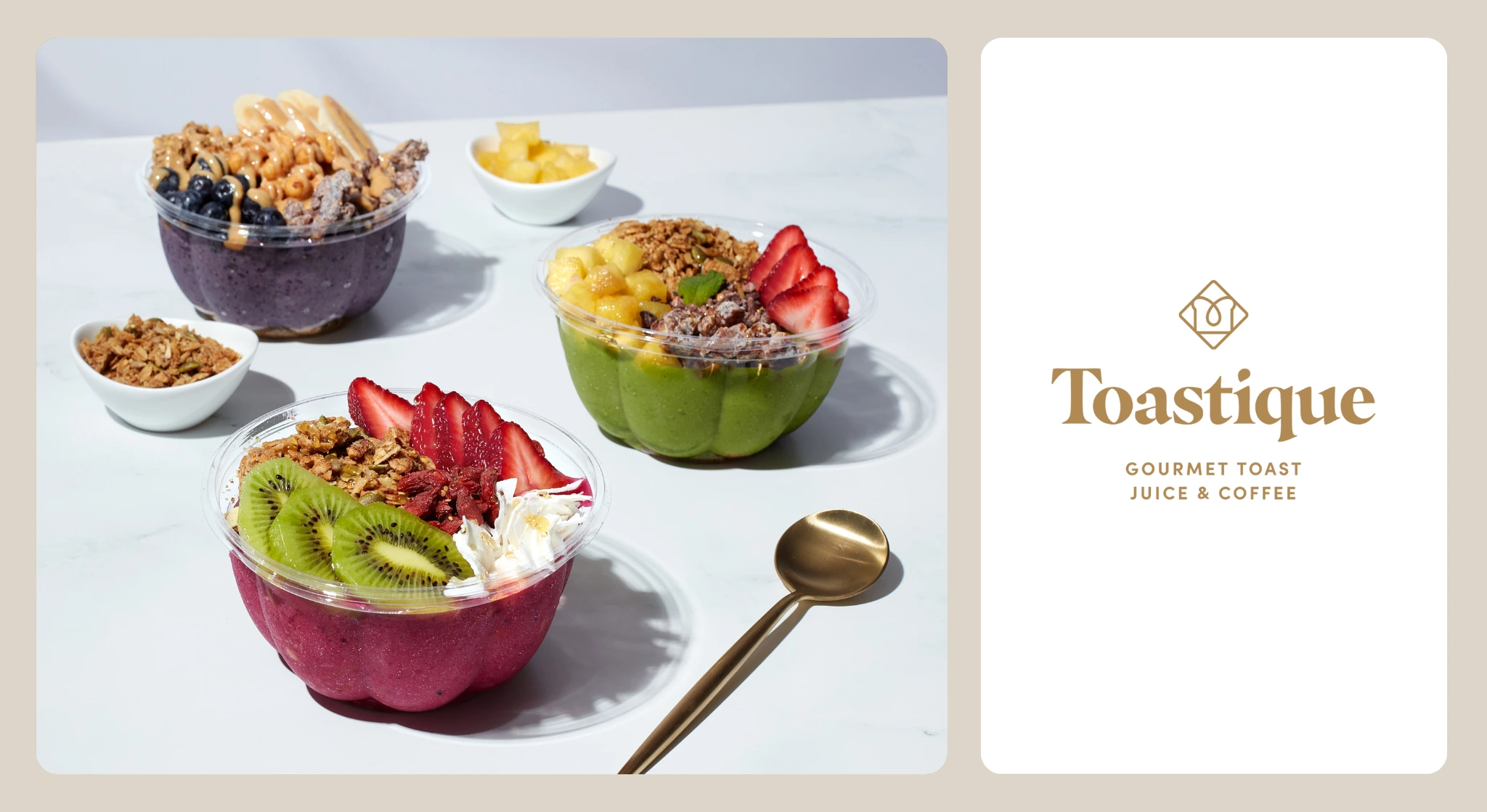 Toastique smoothie bowls with logo